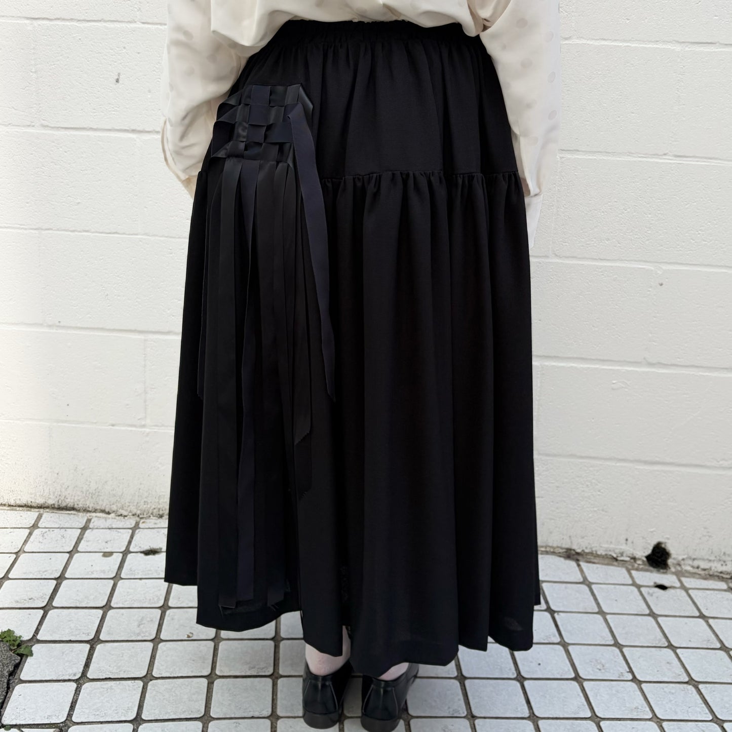 ribbon medley dress skirt / BLACK / リボンドレススカート