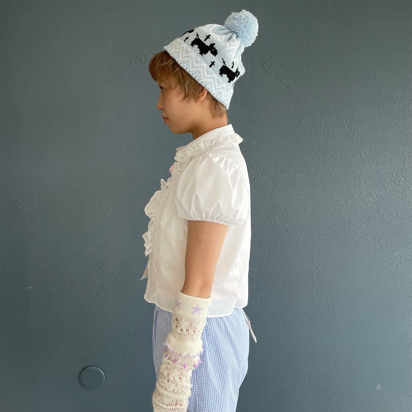 Puppies knitted hat / Blue / パピーニットハット