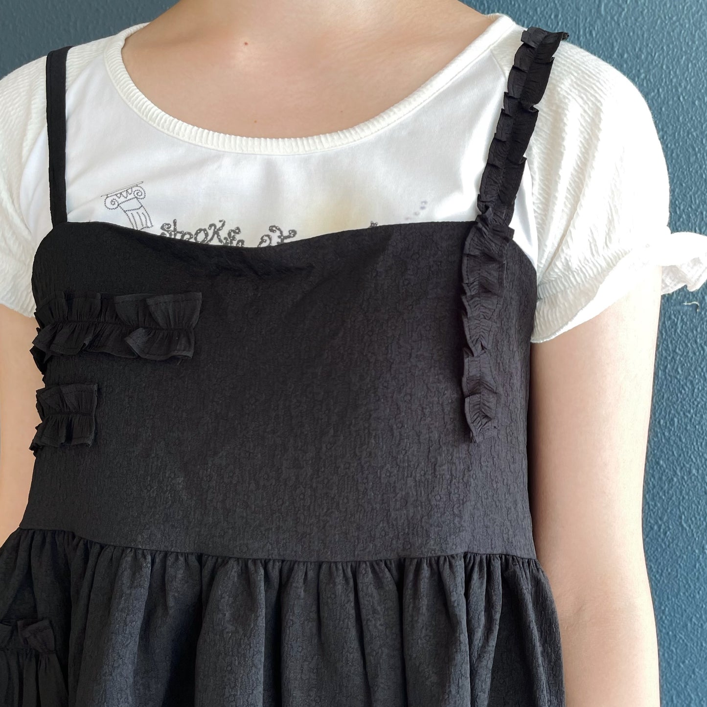 Ruffled Sleeveless Volume Dress / Black / ラッフルスリーブレスワンピース