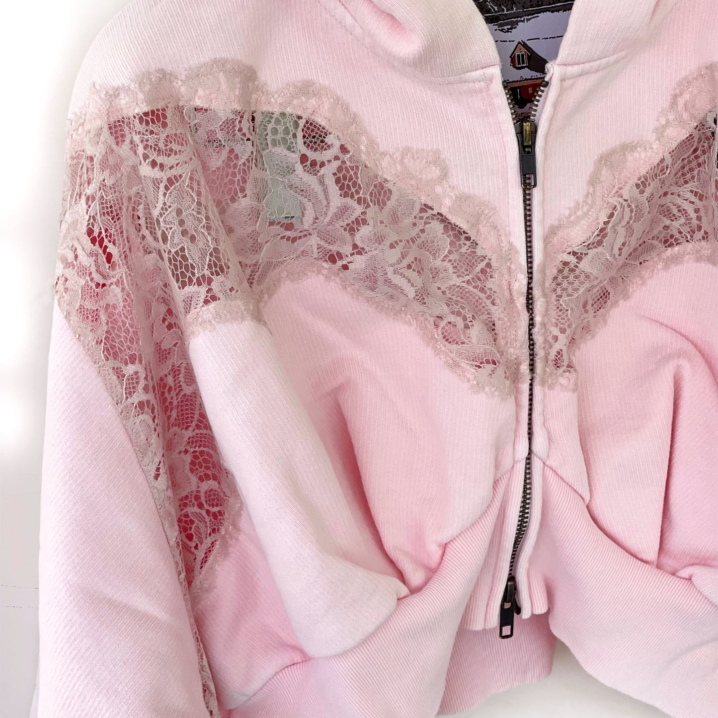 LACE PARKER / PINK / レースフーディー
