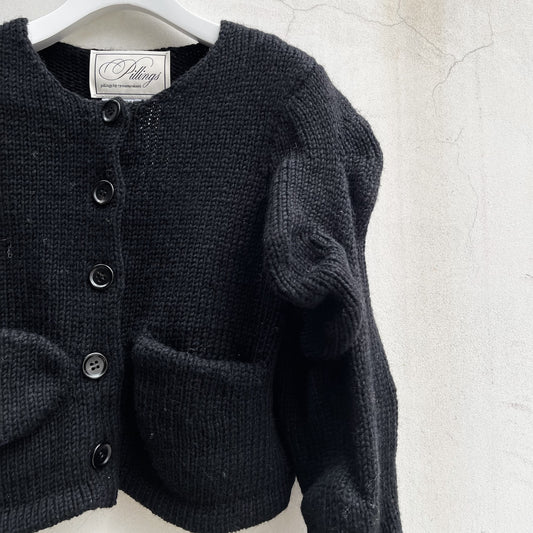 Cardigan with unstable sleeves knit / black / 変形カーディガン