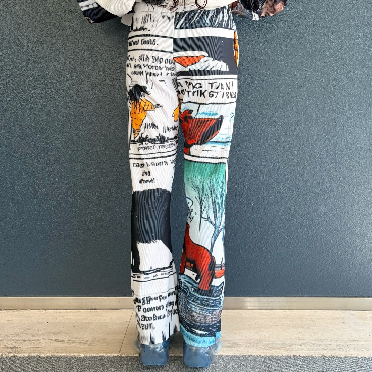 PRINT RIB FLARE PANTS / BEAR / プリントリブフレアパンツ