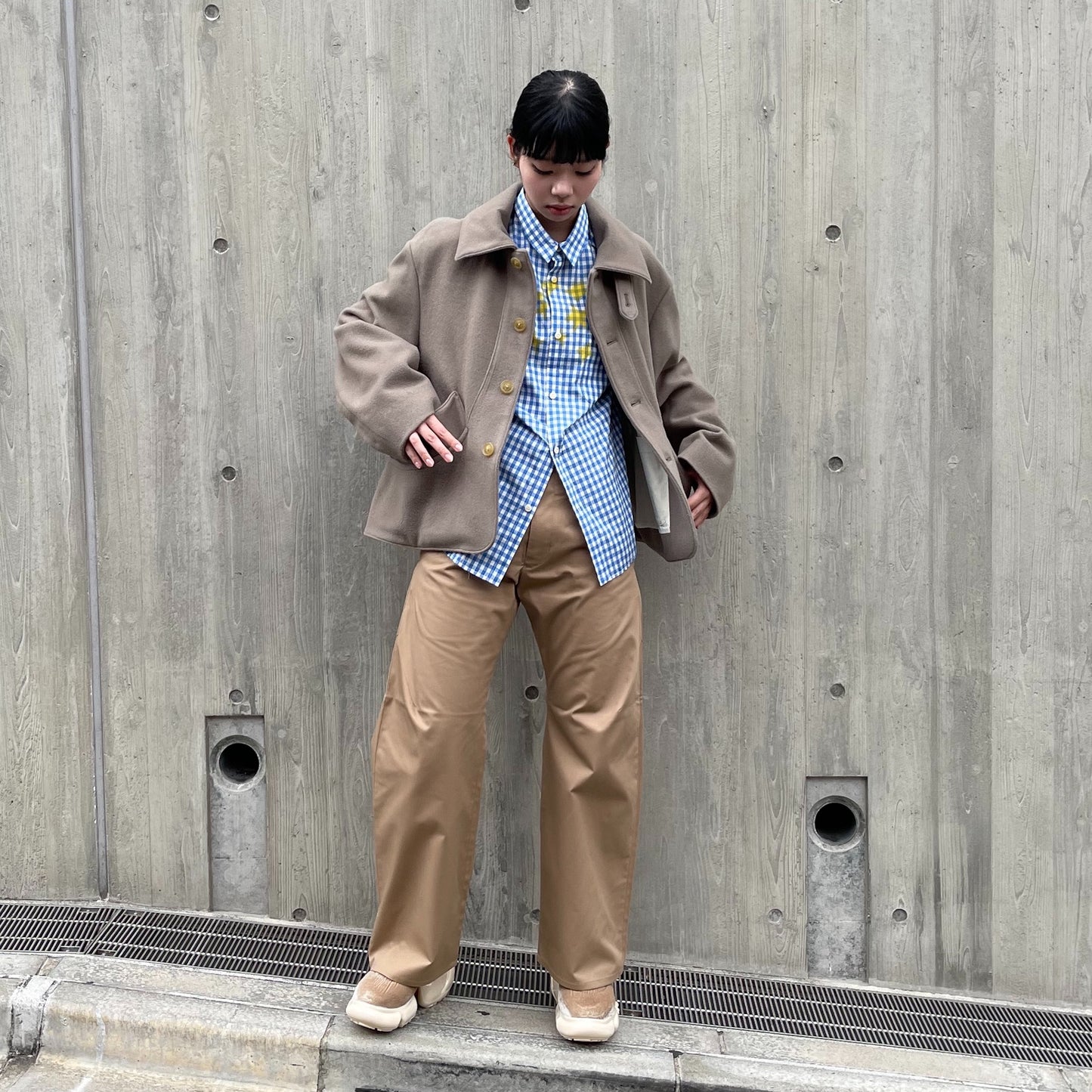 Tapered Straight Pants / Beige Brown /シルエットパンツ