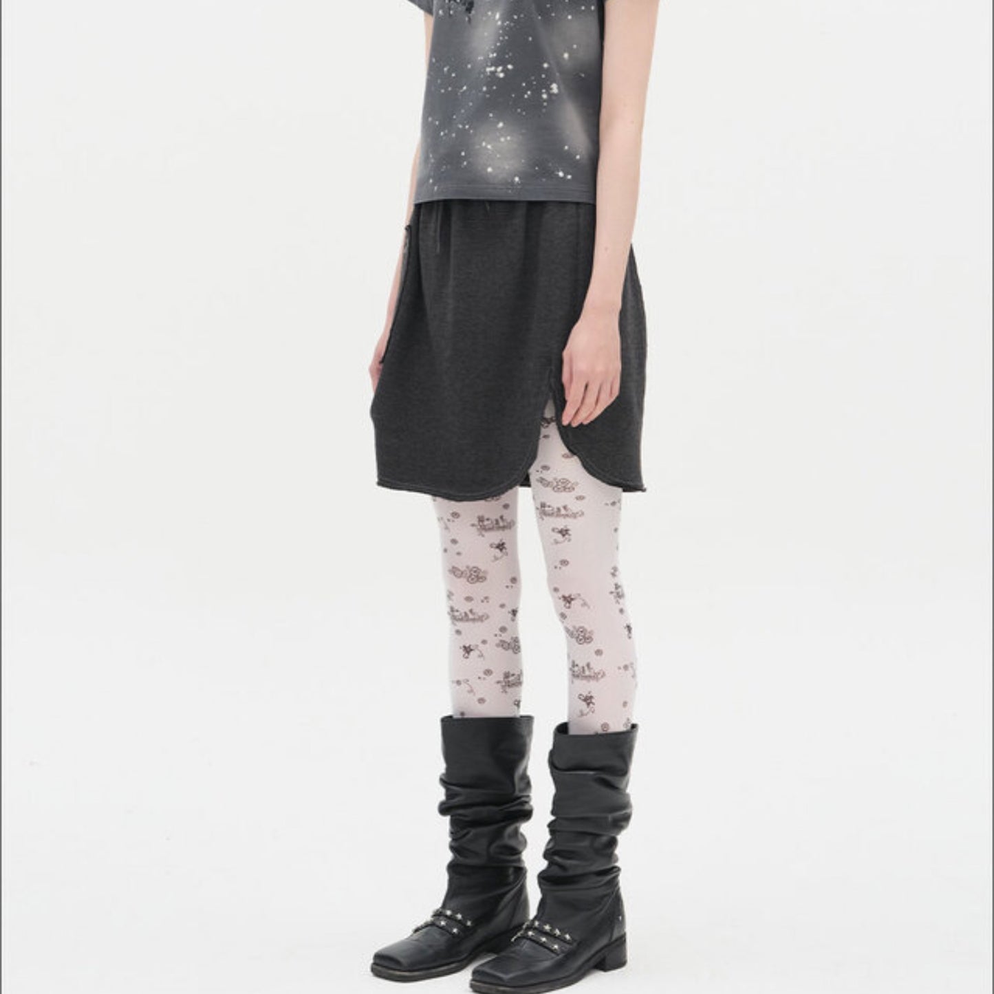 Scattered Print Tights / White / グラフィックタイツ