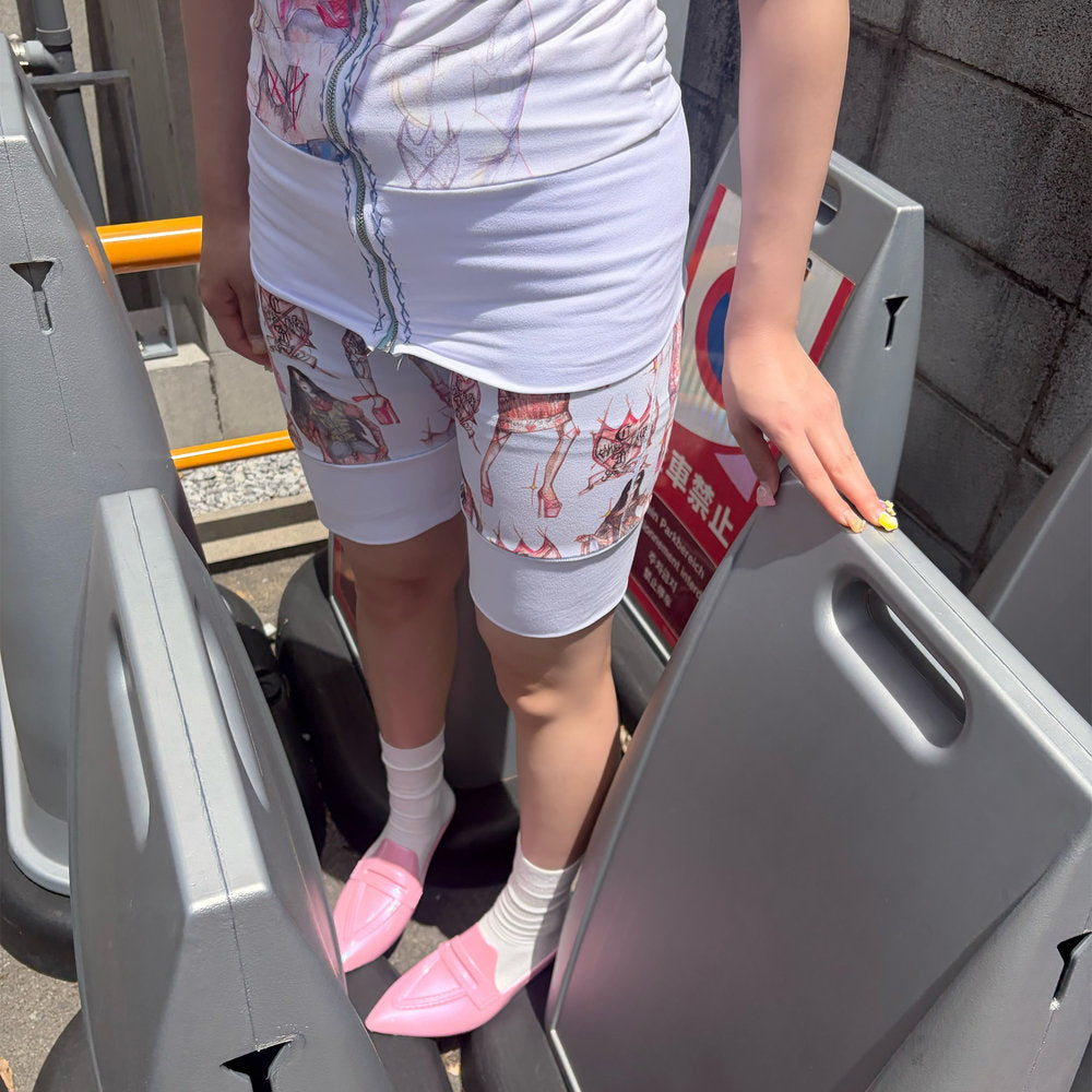 Shorts / white / プリントショーツ