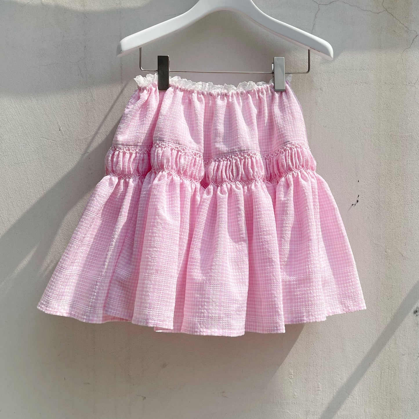 Embroidery skirt / Pink / チェックスカート