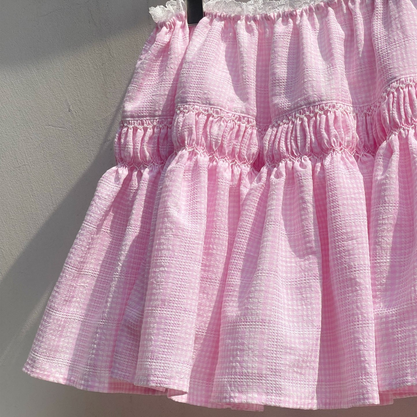 Embroidery skirt / Pink / チェックスカート