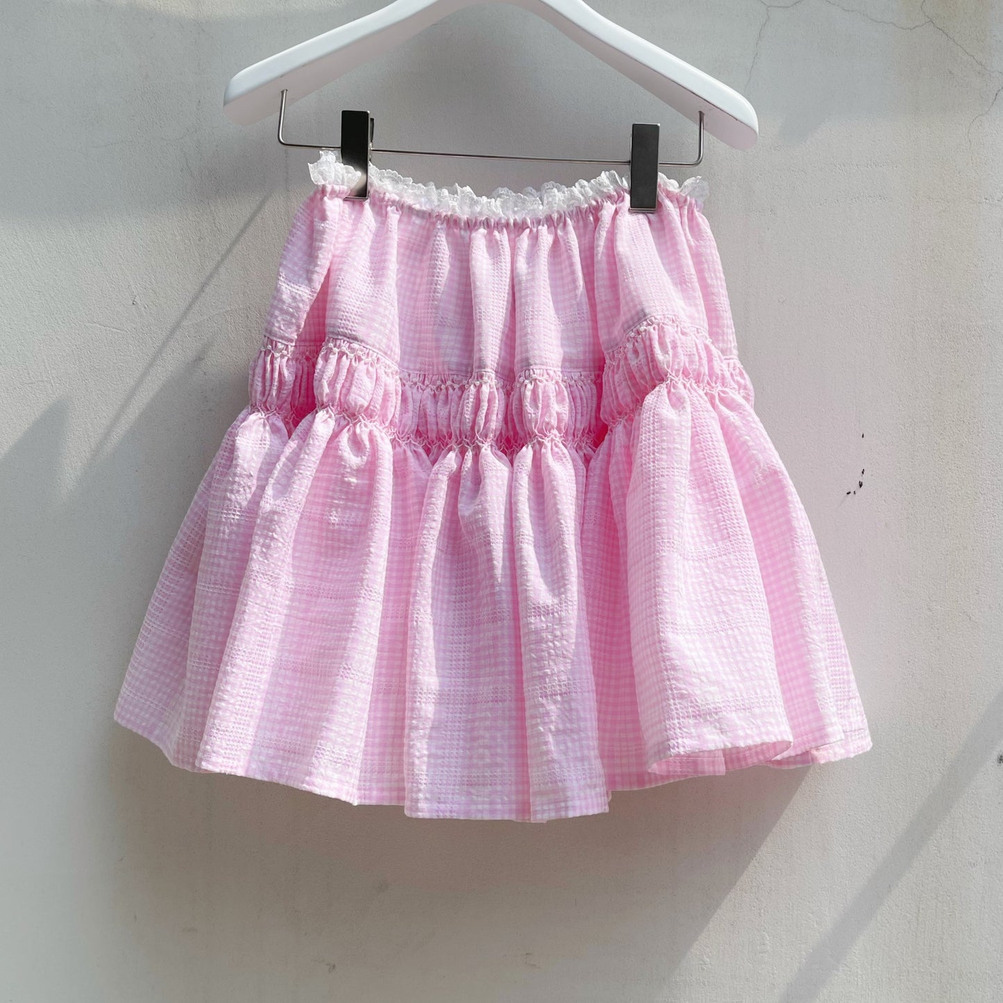 Embroidery skirt / Pink / チェックスカート