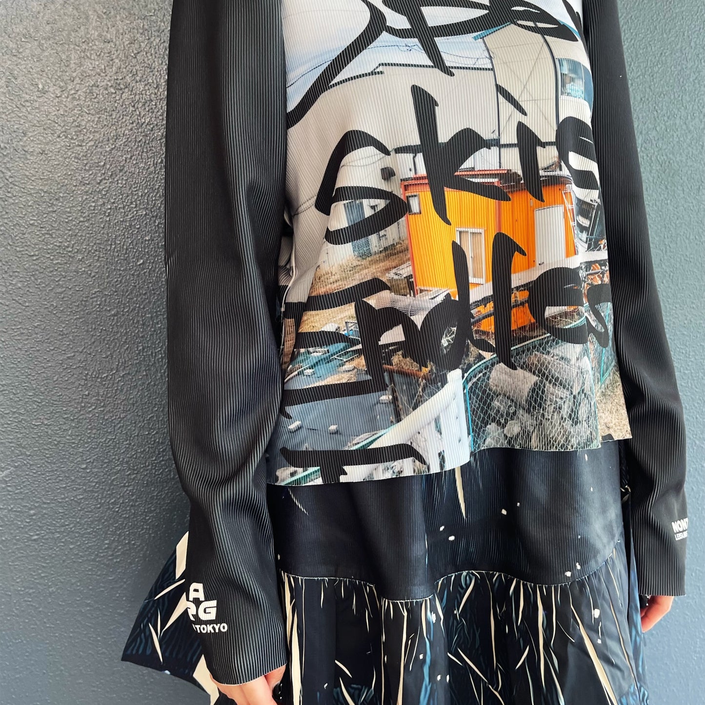 PRINT RIB PUFF SLEEVE CUT & SEW / TAGGING / プリントリブパフスリーブカットソー