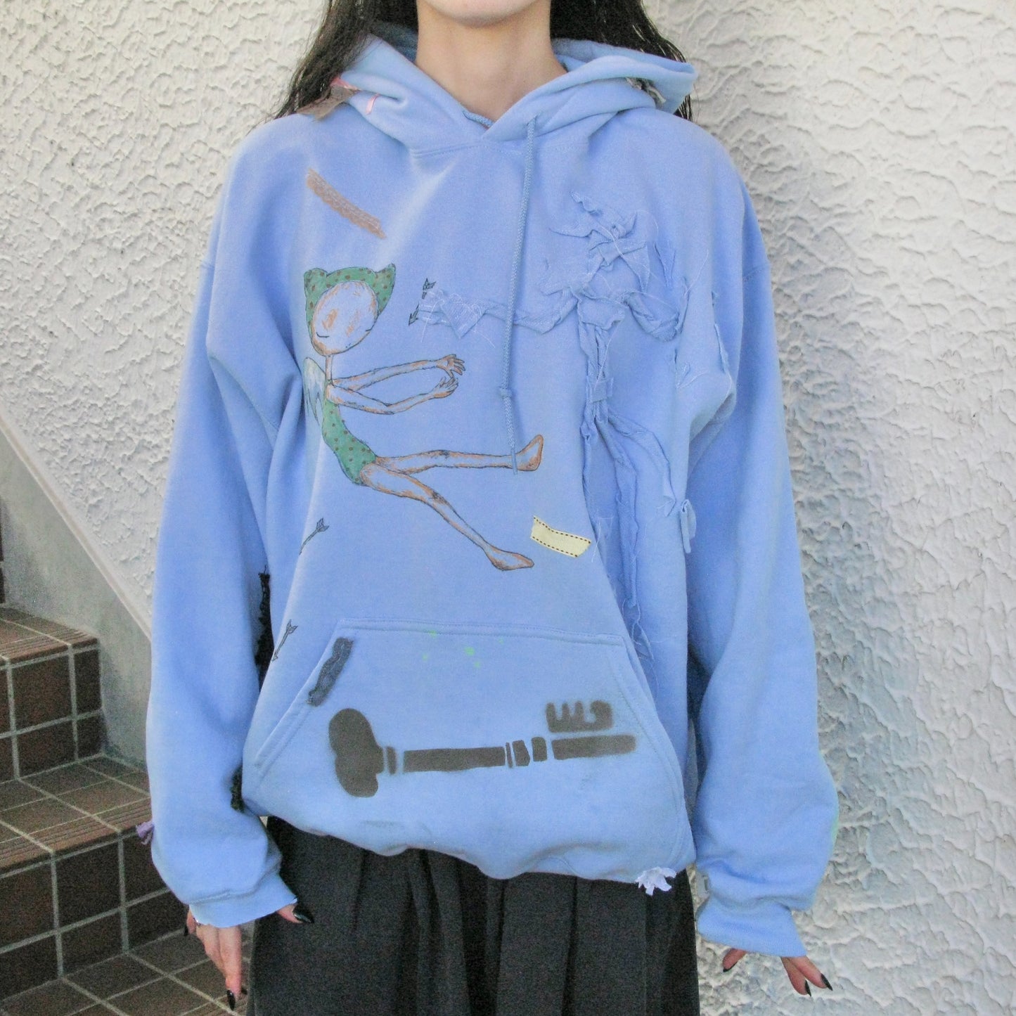 trust teji x TONII MONDO collabolation ★ Bond hoodie / Blue / ボンドフーディー