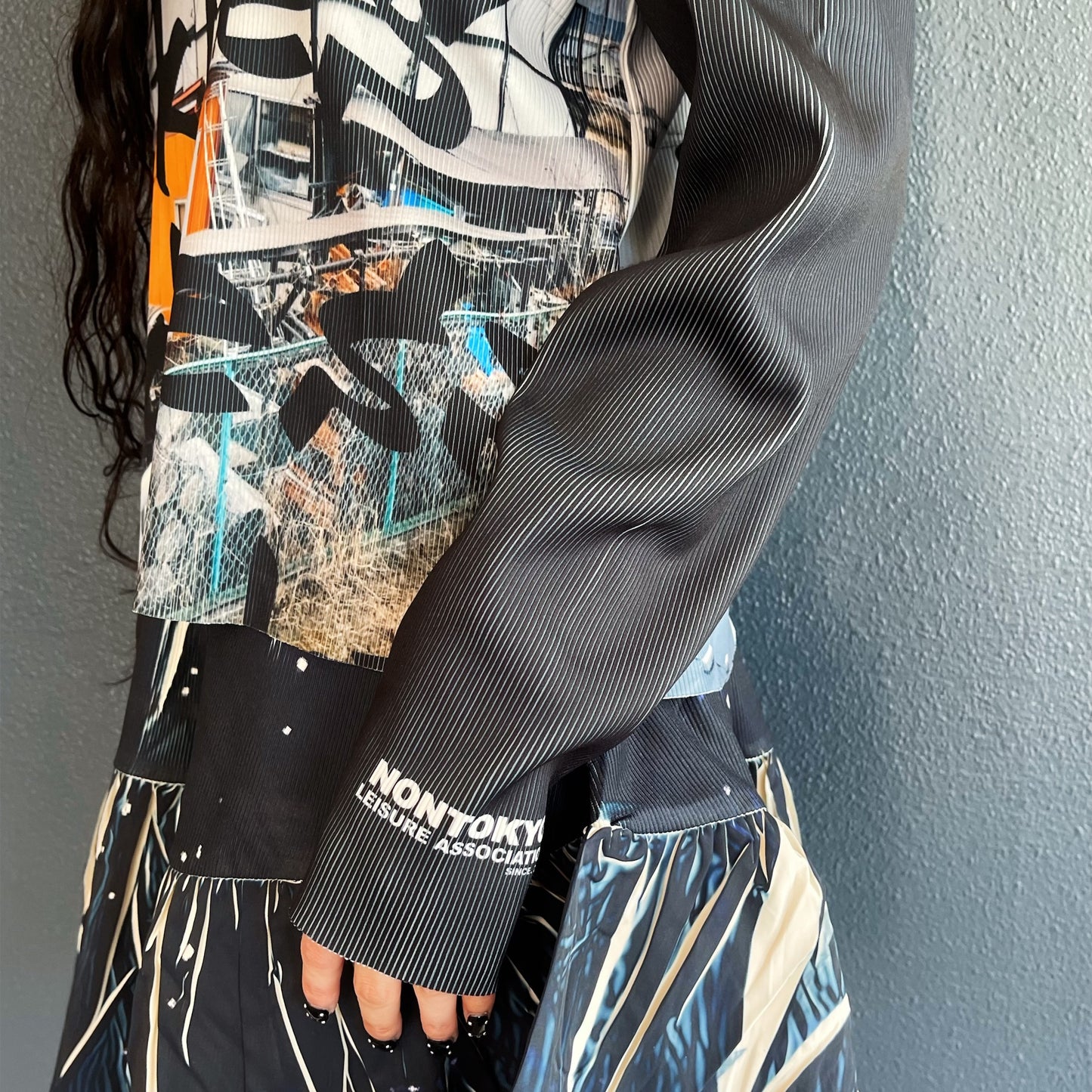 PRINT RIB PUFF SLEEVE CUT & SEW / TAGGING / プリントリブパフスリーブカットソー