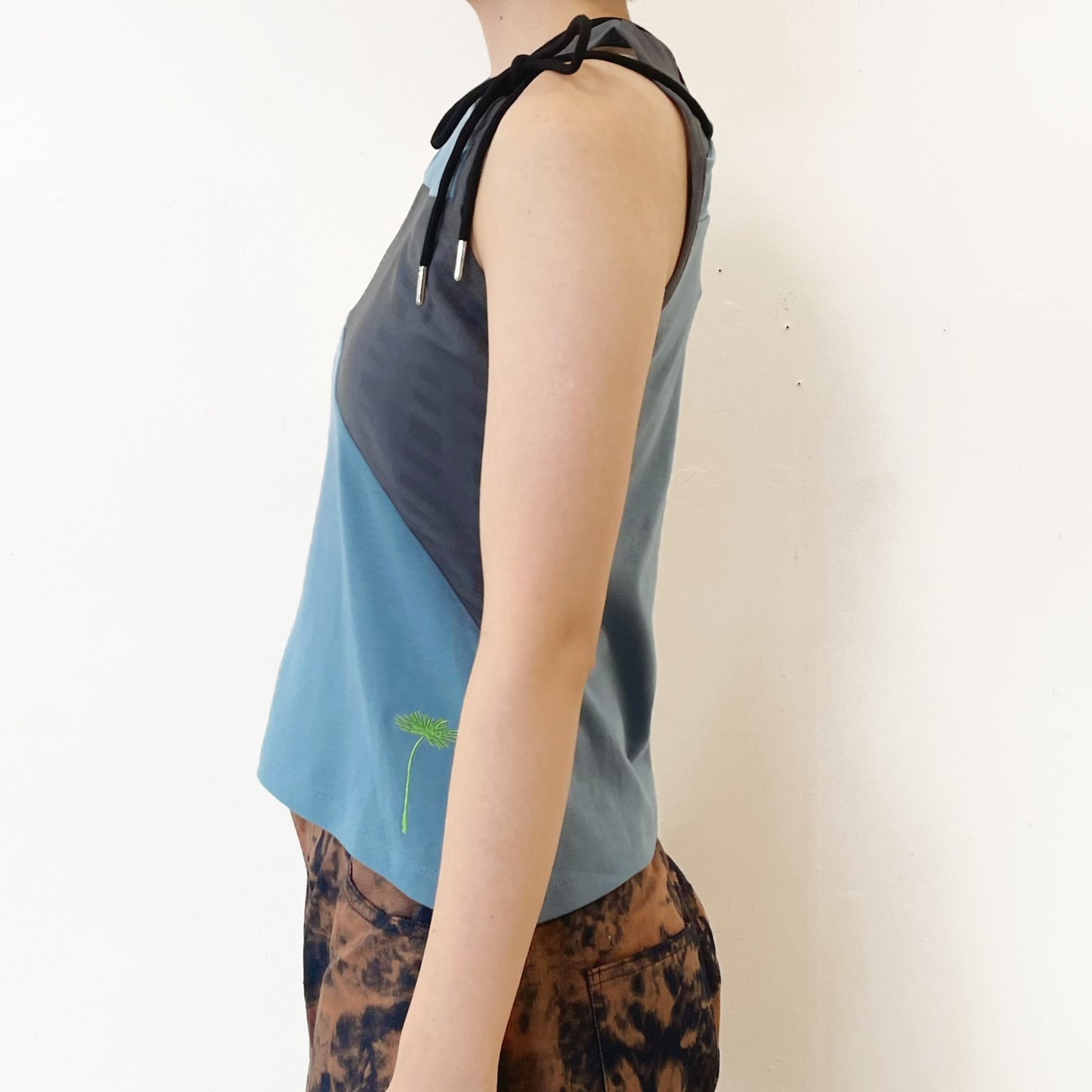 Panelled shiring top / blue / パネルシャーリングトップ