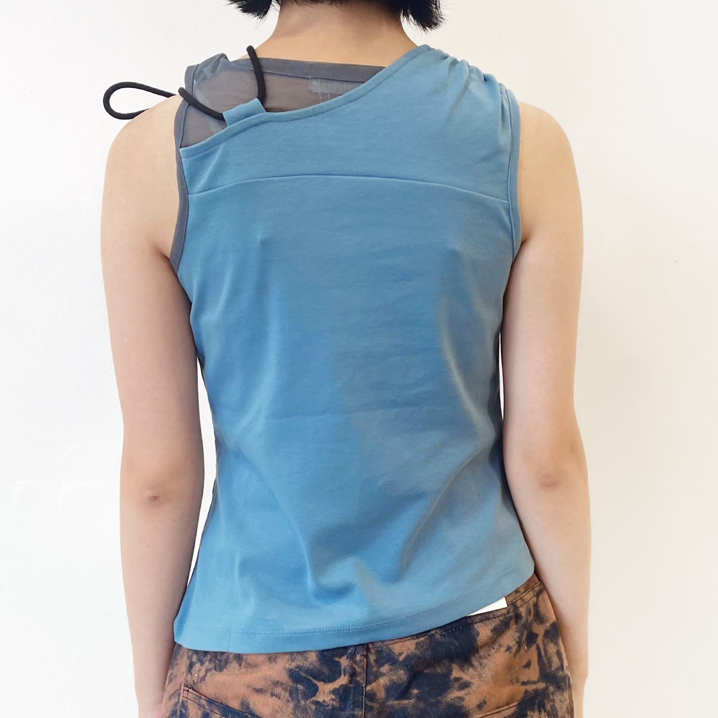 Panelled shiring top / blue / パネルシャーリングトップ
