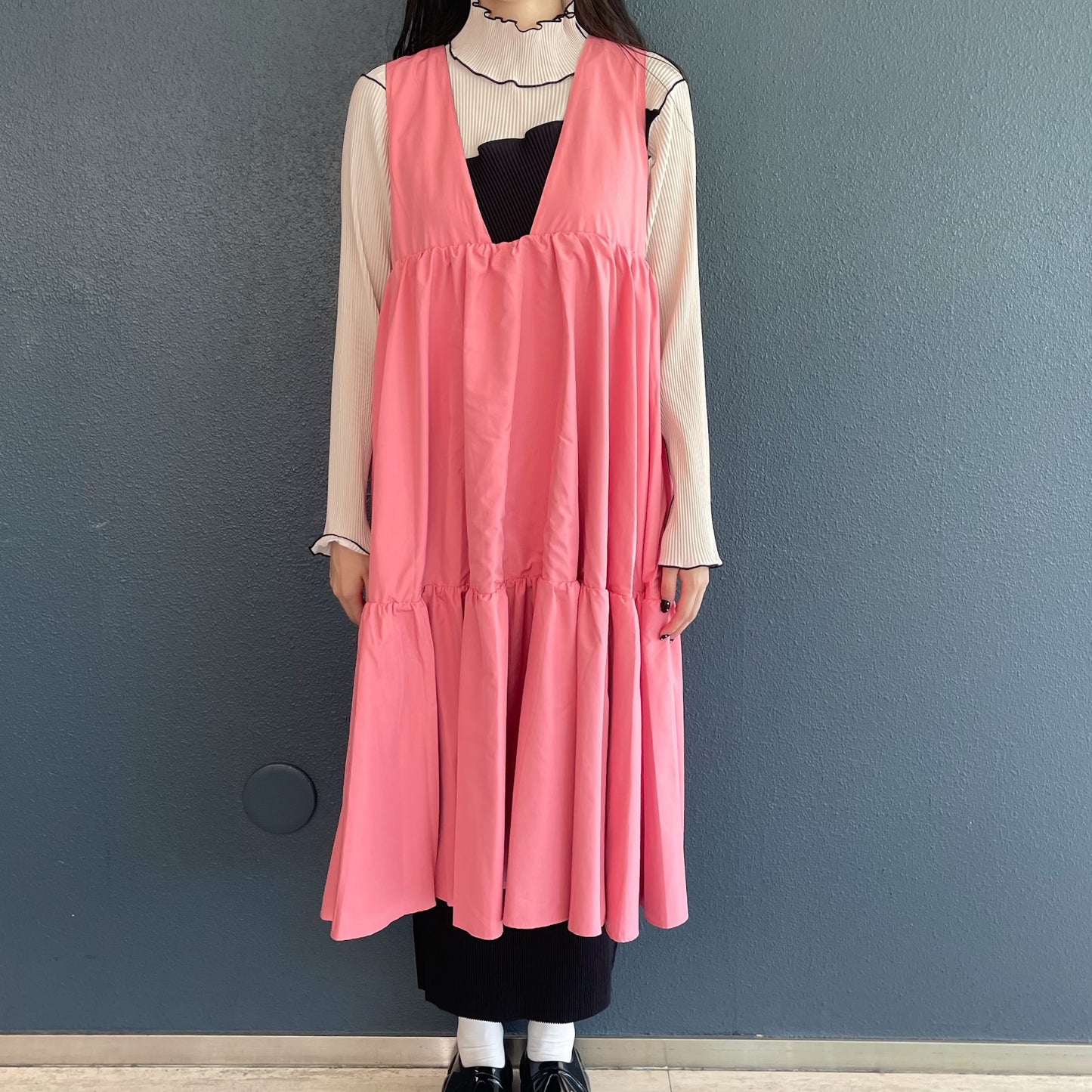 REVERSIBLE GATHER ONE-PIECE / BLUE x PINK / リバーシブルギャザーワンピース