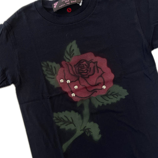 rose tee / black / エアブラシグラフィックTシャツ