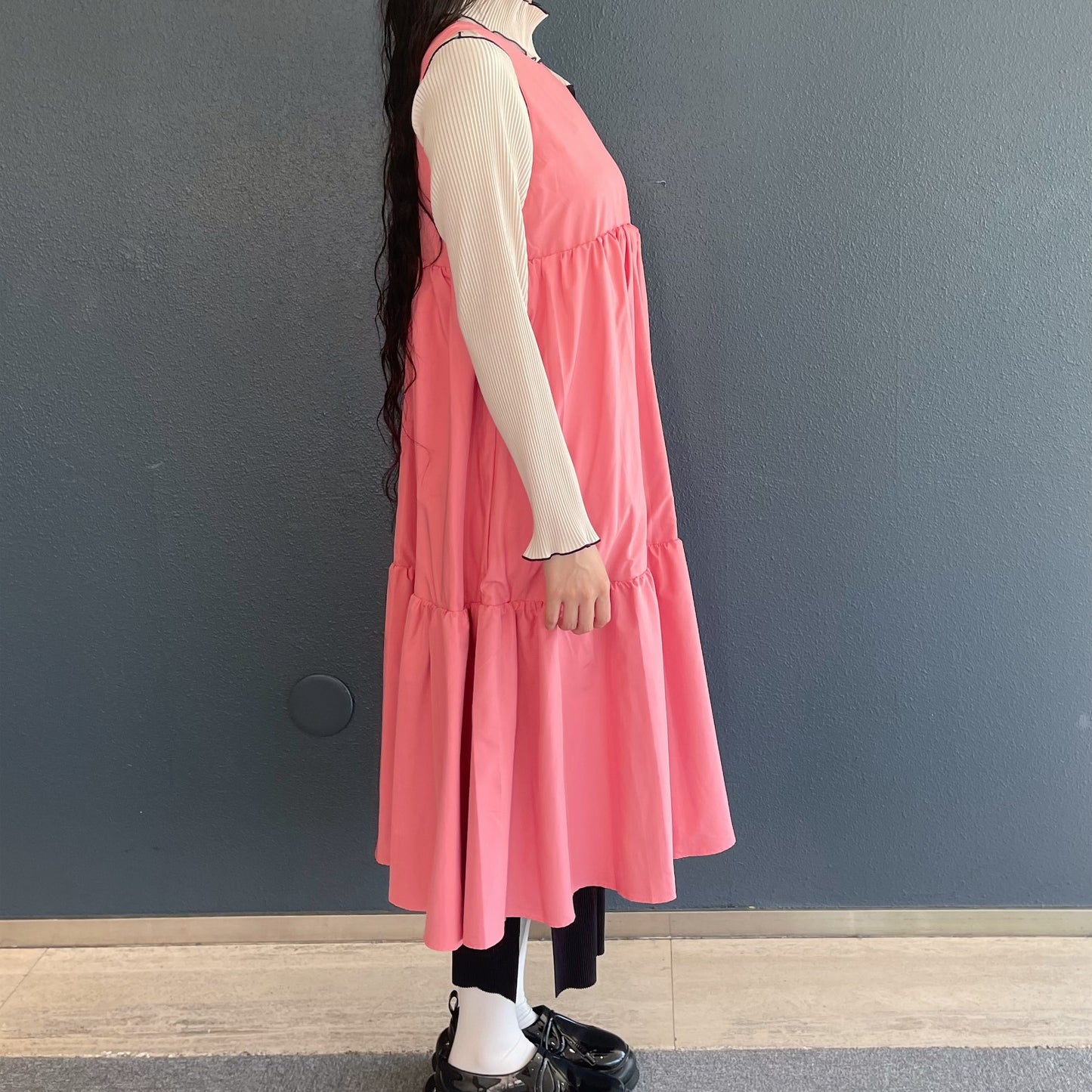 REVERSIBLE GATHER ONE-PIECE / BLUE x PINK / リバーシブルギャザーワンピース