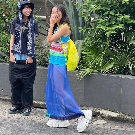 CHIFFON LONG SKIRT / BLUE / シフォンロングワンピース