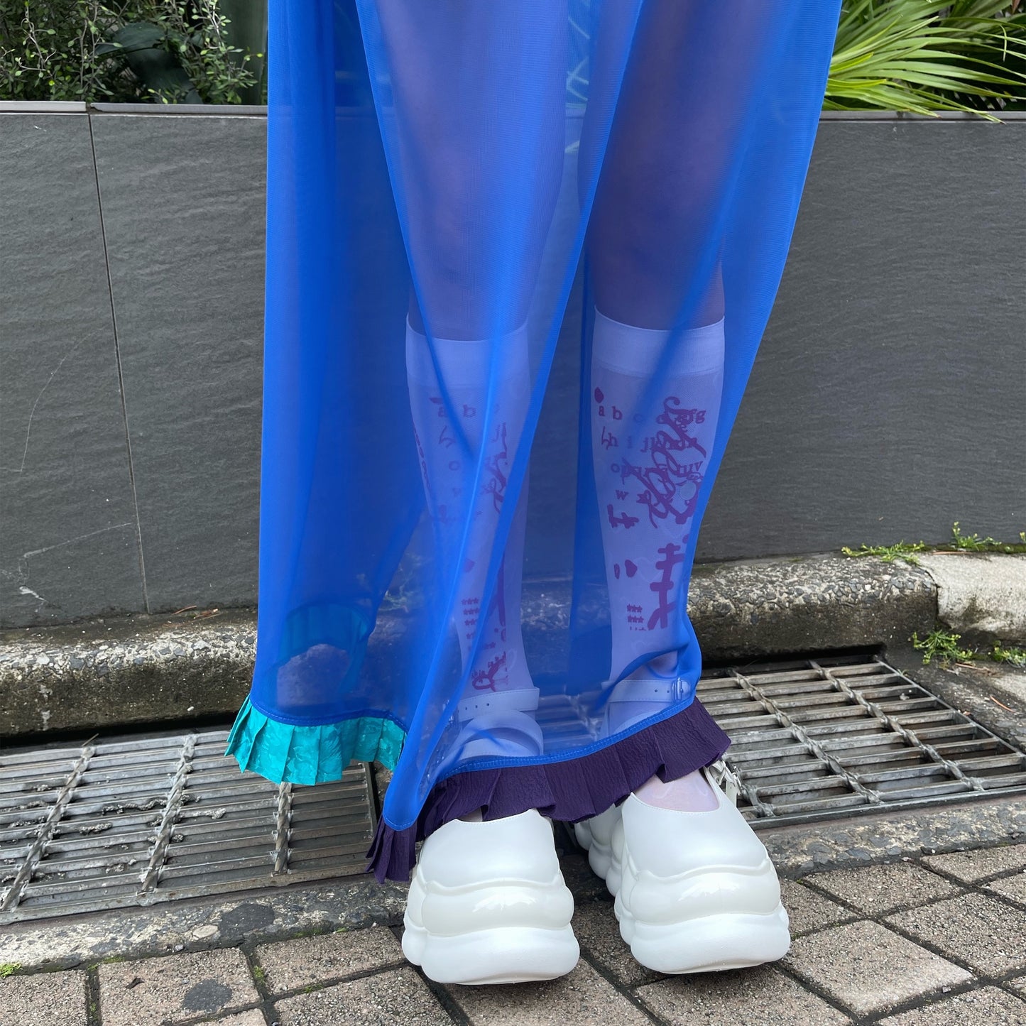 CHIFFON LONG SKIRT / BLUE / シフォンロングワンピース
