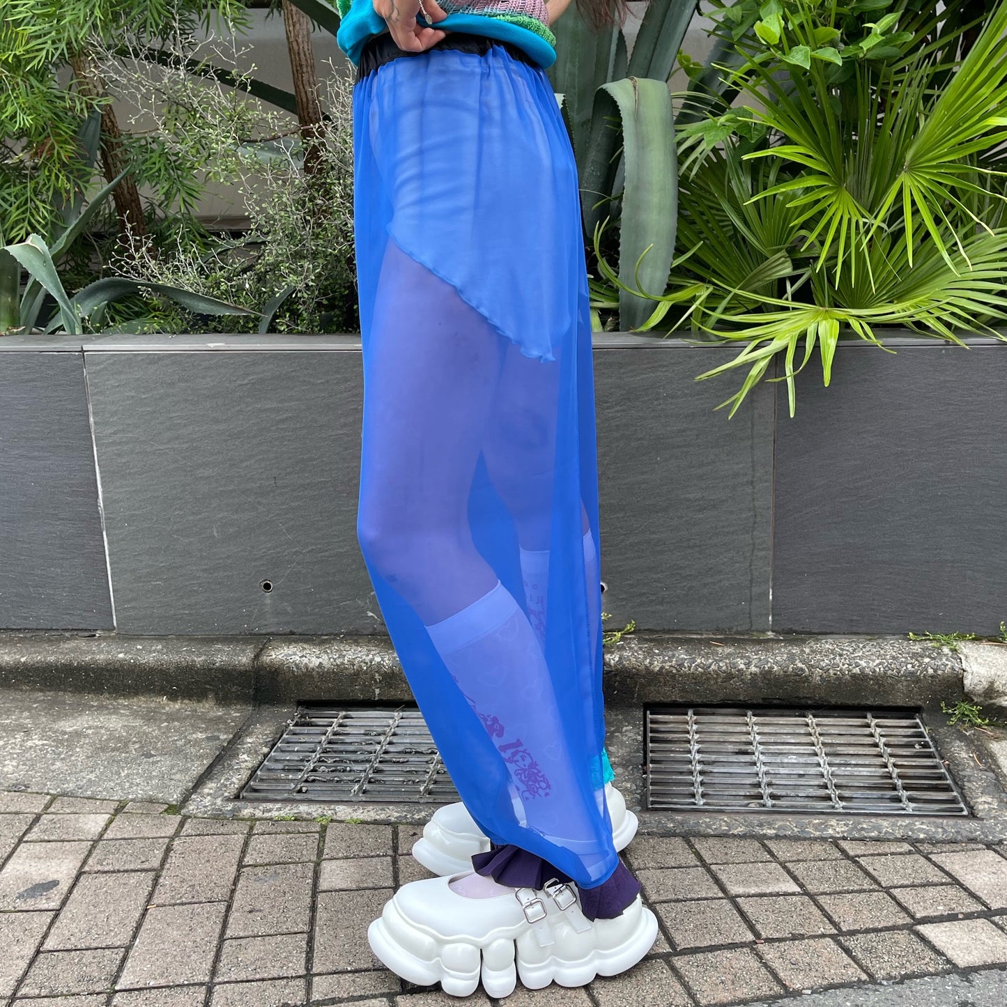 CHIFFON LONG SKIRT / BLUE / シフォンロングワンピース