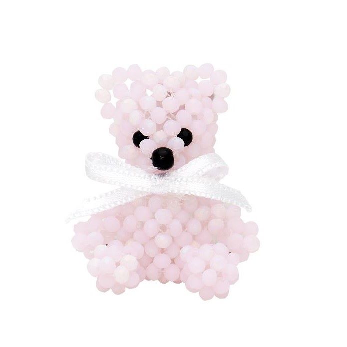 Teddy Bear Key Ring / Baby Pink / テディベアのビーズキーリング
