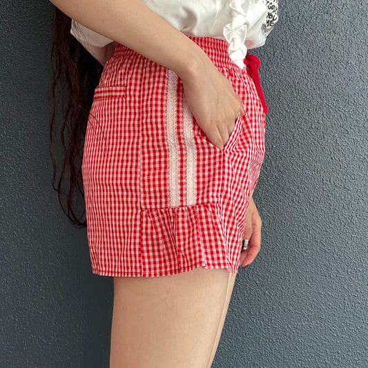 Side Lace Shorts / Red / サイドレースショーツ
