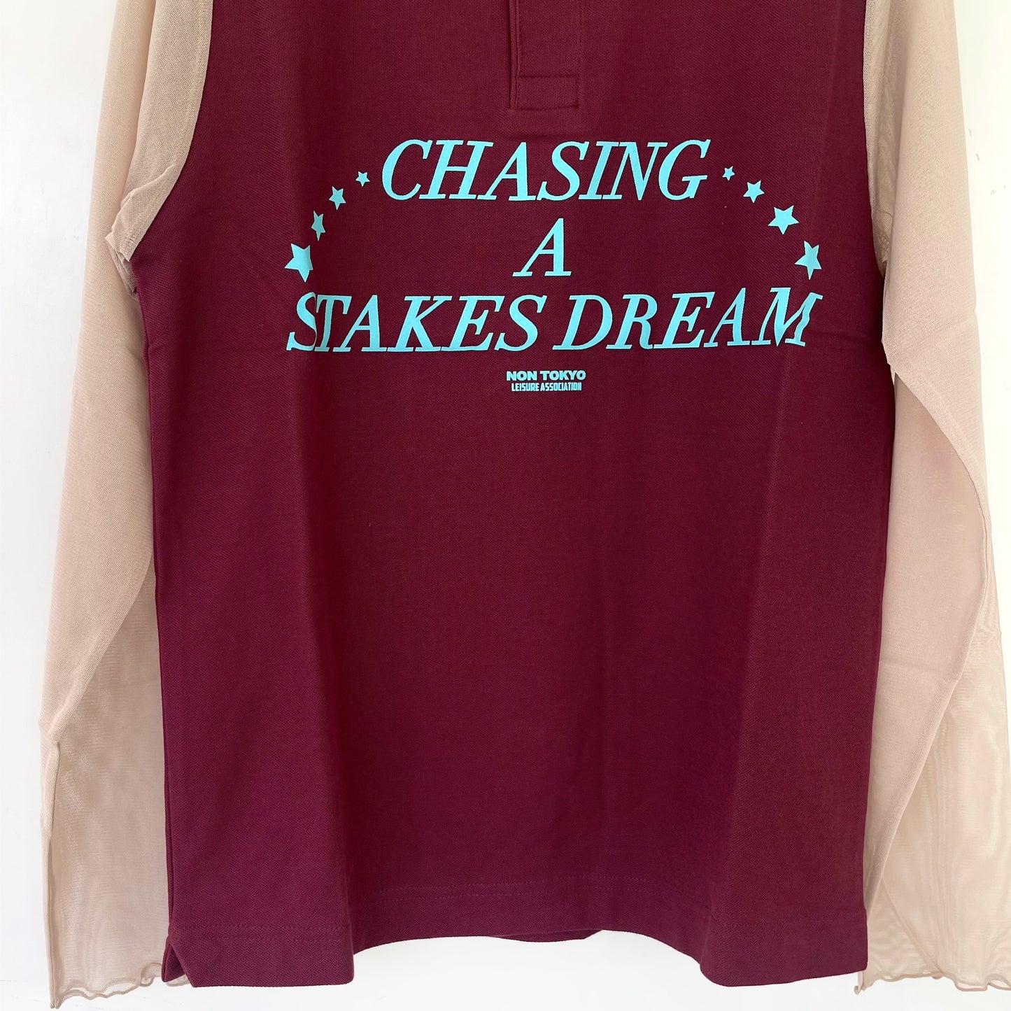 SHEER SLEEVE POLO-SHIRT / WINE / シアー袖ポロシャツ