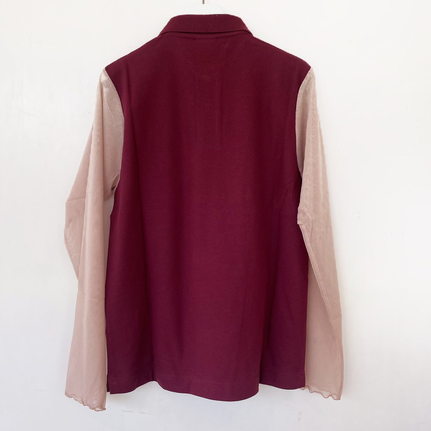 SHEER SLEEVE POLO-SHIRT / WINE / シアー袖ポロシャツ