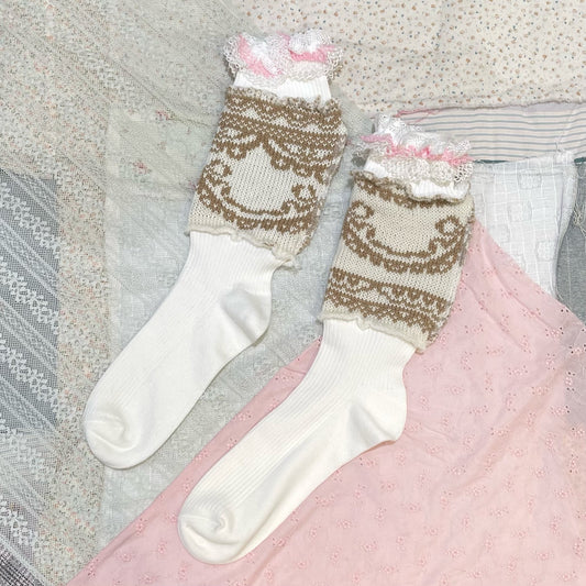Knit lace socks / white / ニットソックス