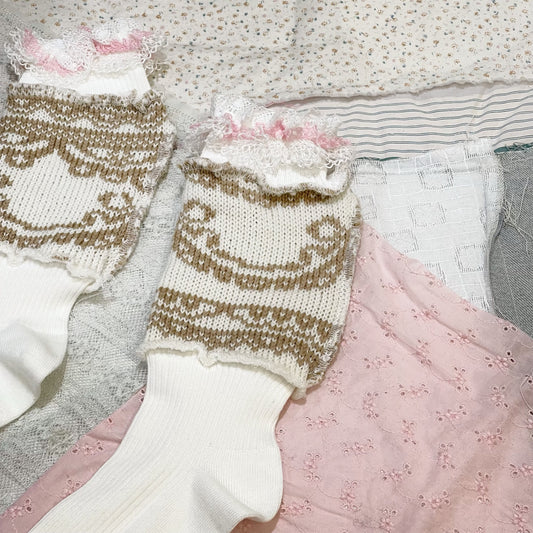 Knit lace socks / white / ニットソックス