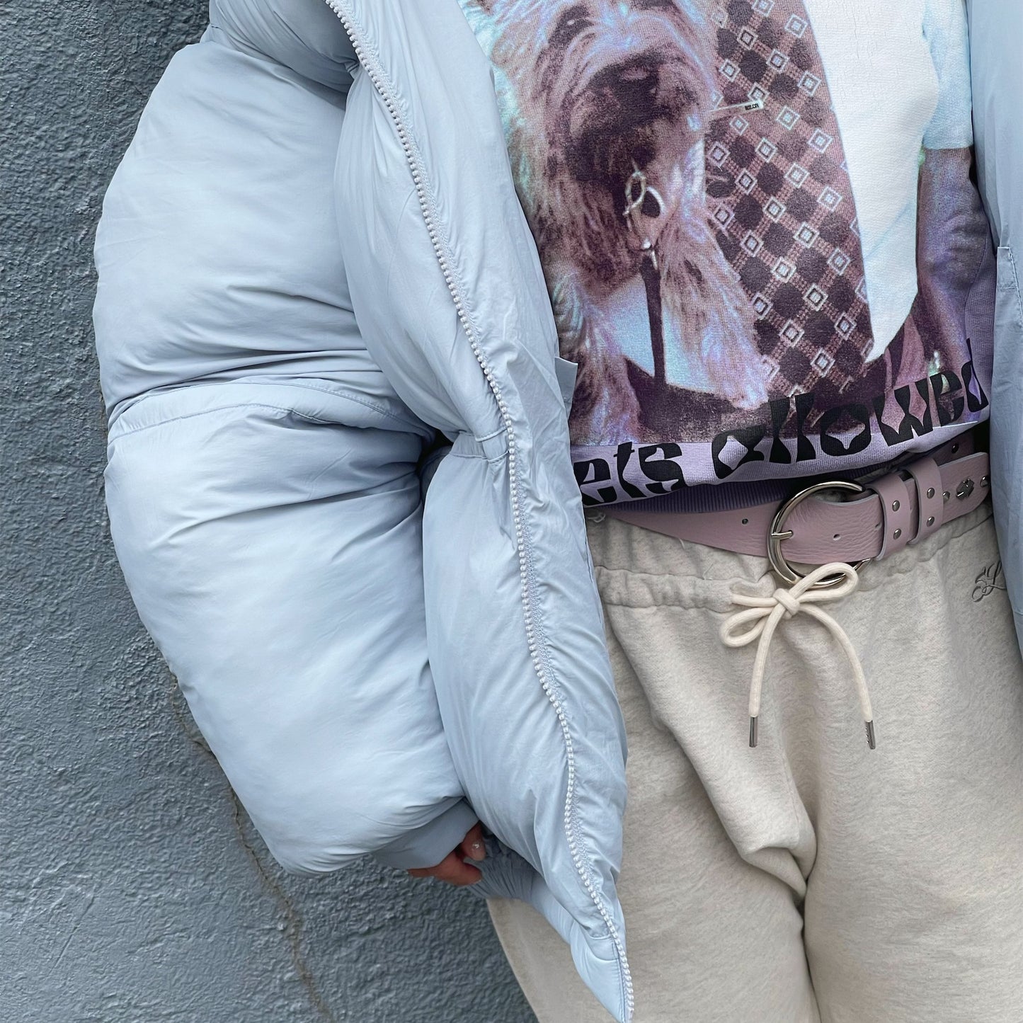 Animal free bubble down jacket / DUST AQUA / ライトボリュームダウン