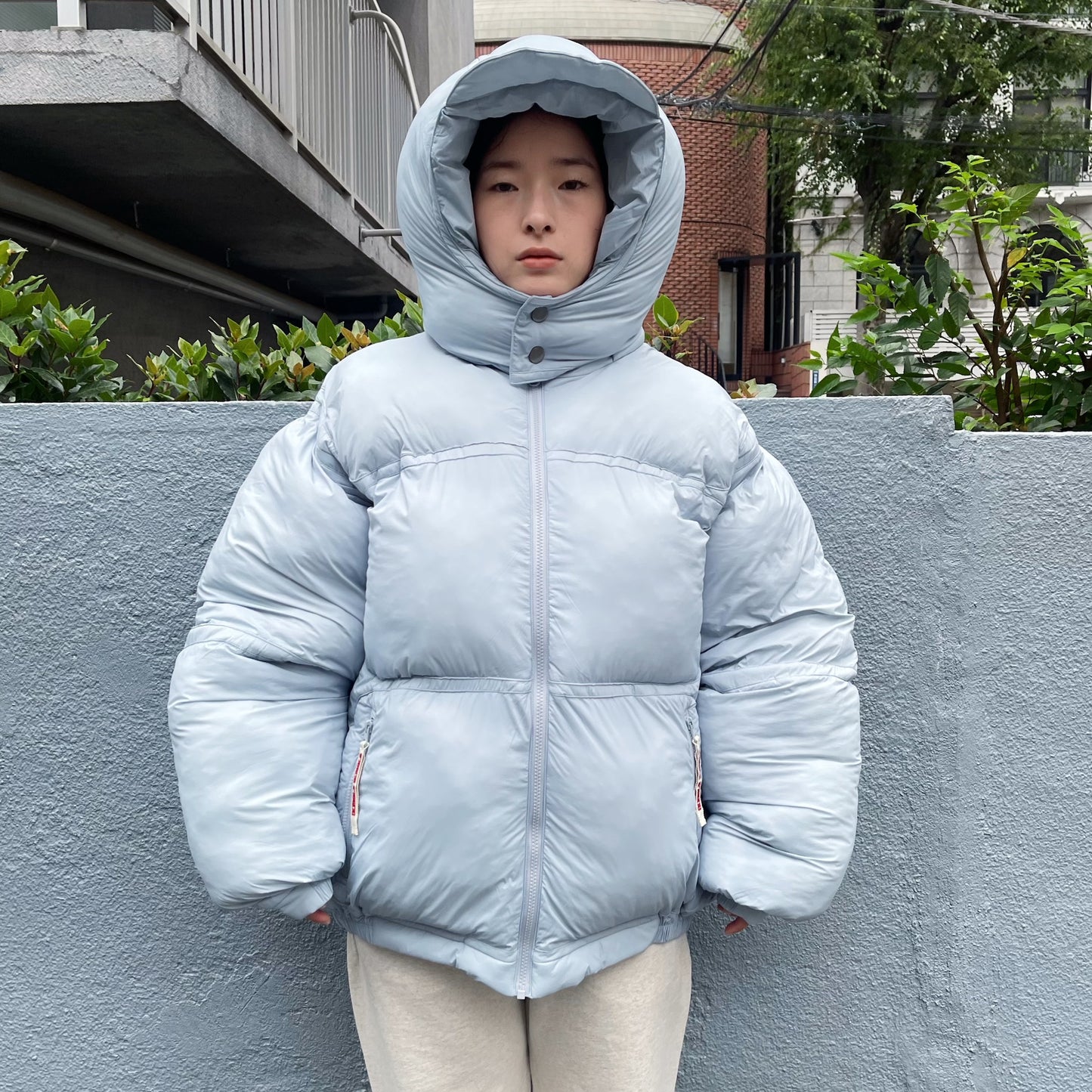 Animal free bubble down jacket / DUST AQUA / ライトボリュームダウン