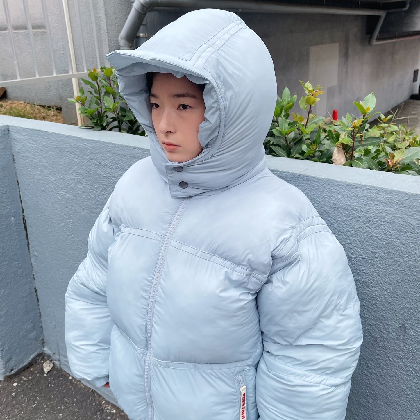 Animal free bubble down jacket / DUST AQUA / ライトボリュームダウン