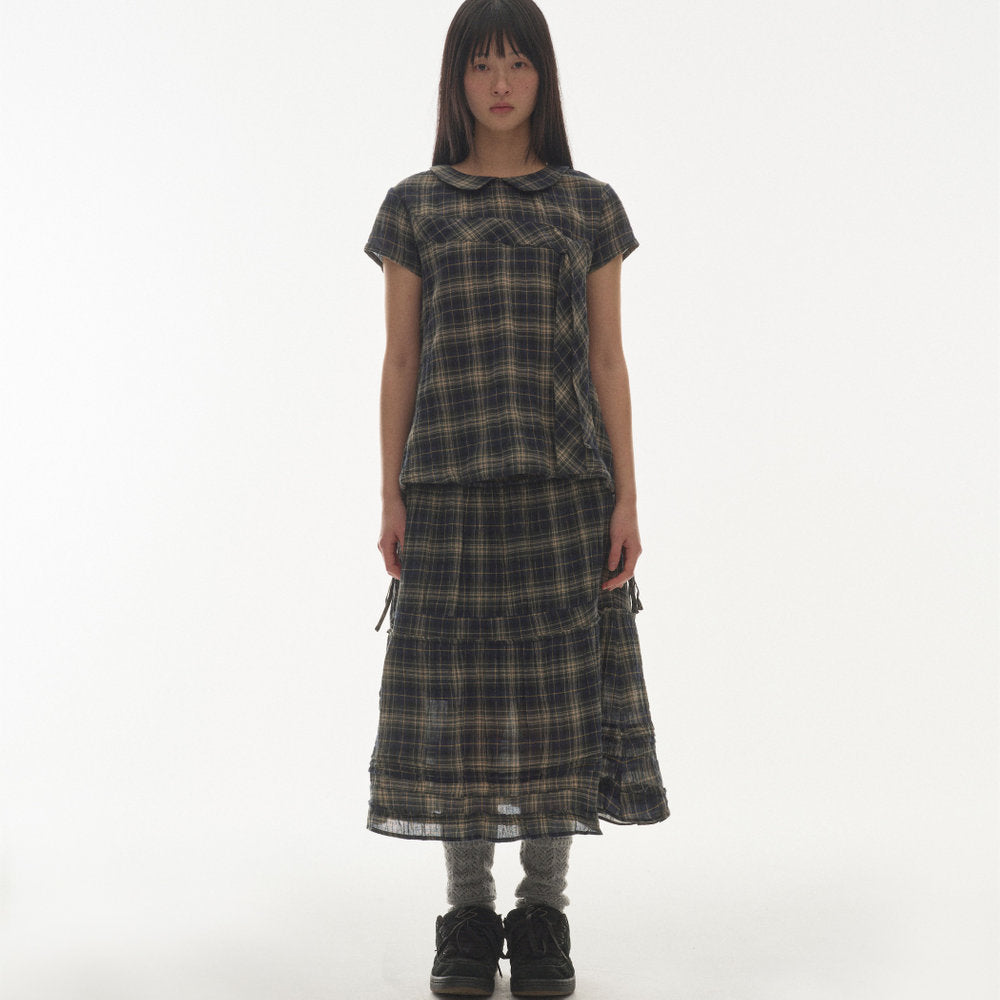 SHIRRING MIDI SKIRT / CHECK / シャーリングミディスカート