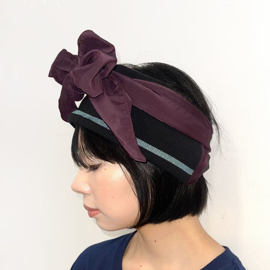 Ribbon hair band / BROWN x BLACK / リボンヘアバンド