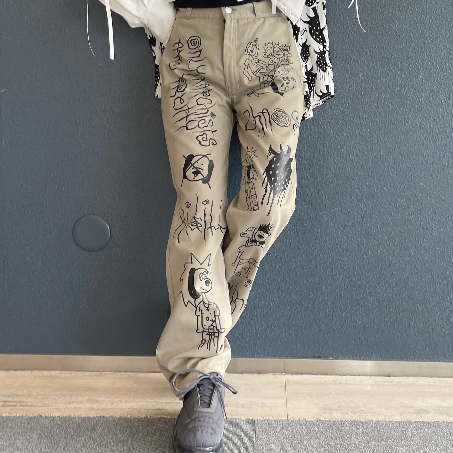 ANARCHY WORK PANTS / SAND BEIGE / グラフィックワークパンツ【Brett Westfallコラボレーション】