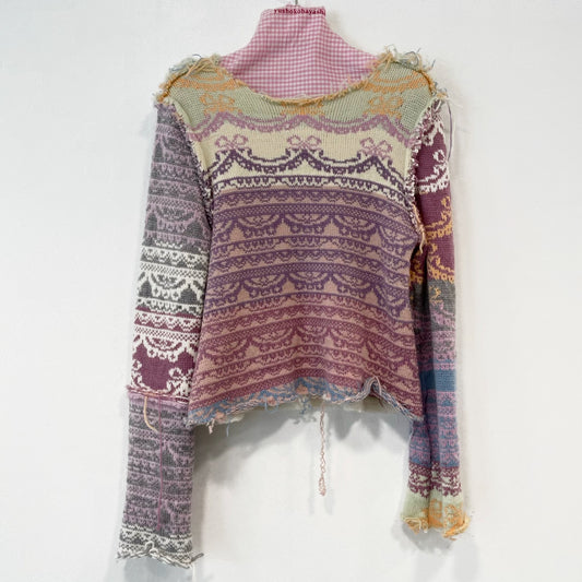 Lace knit jumper / Mix / レースマルチボーダーニット