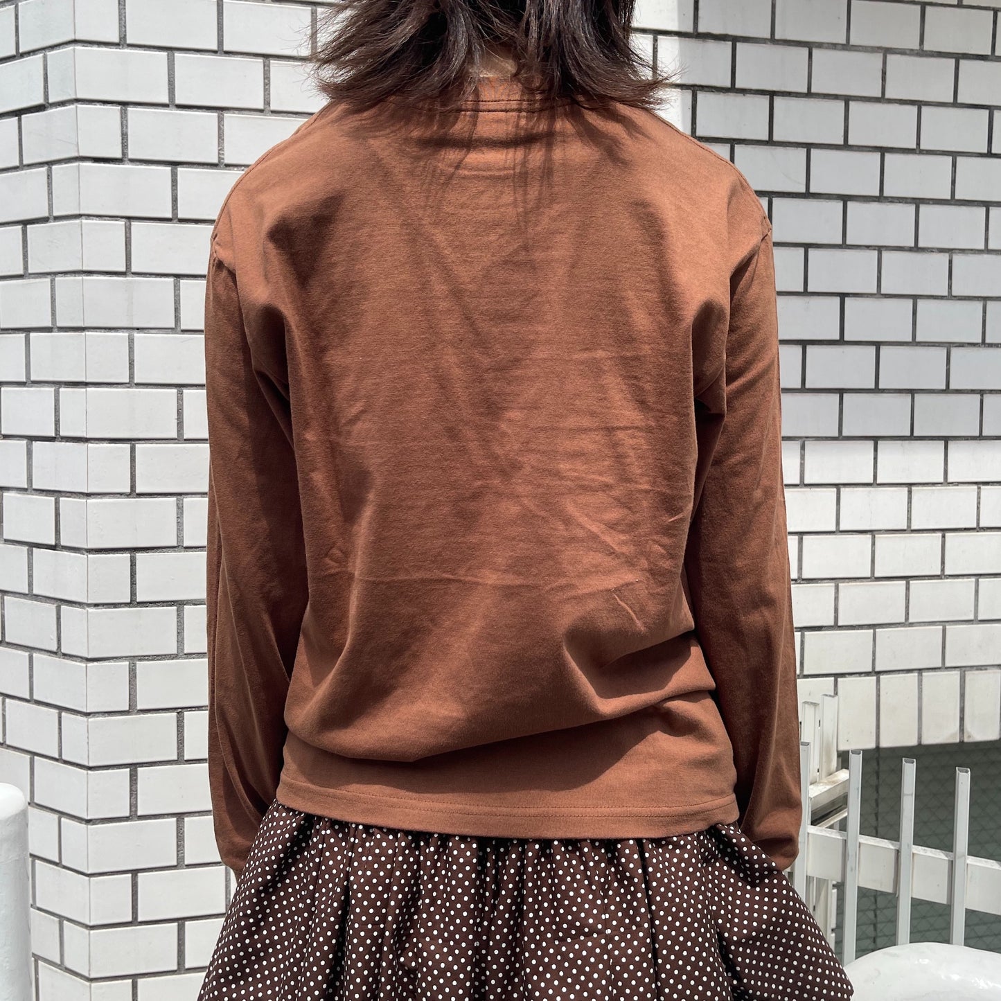 Three bear patch long Tee / Brown / ロングスリーブTシャツ