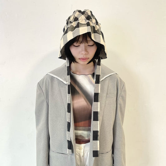 Dead stock jelly hat / BLACK × ECRU / シャーリングハット