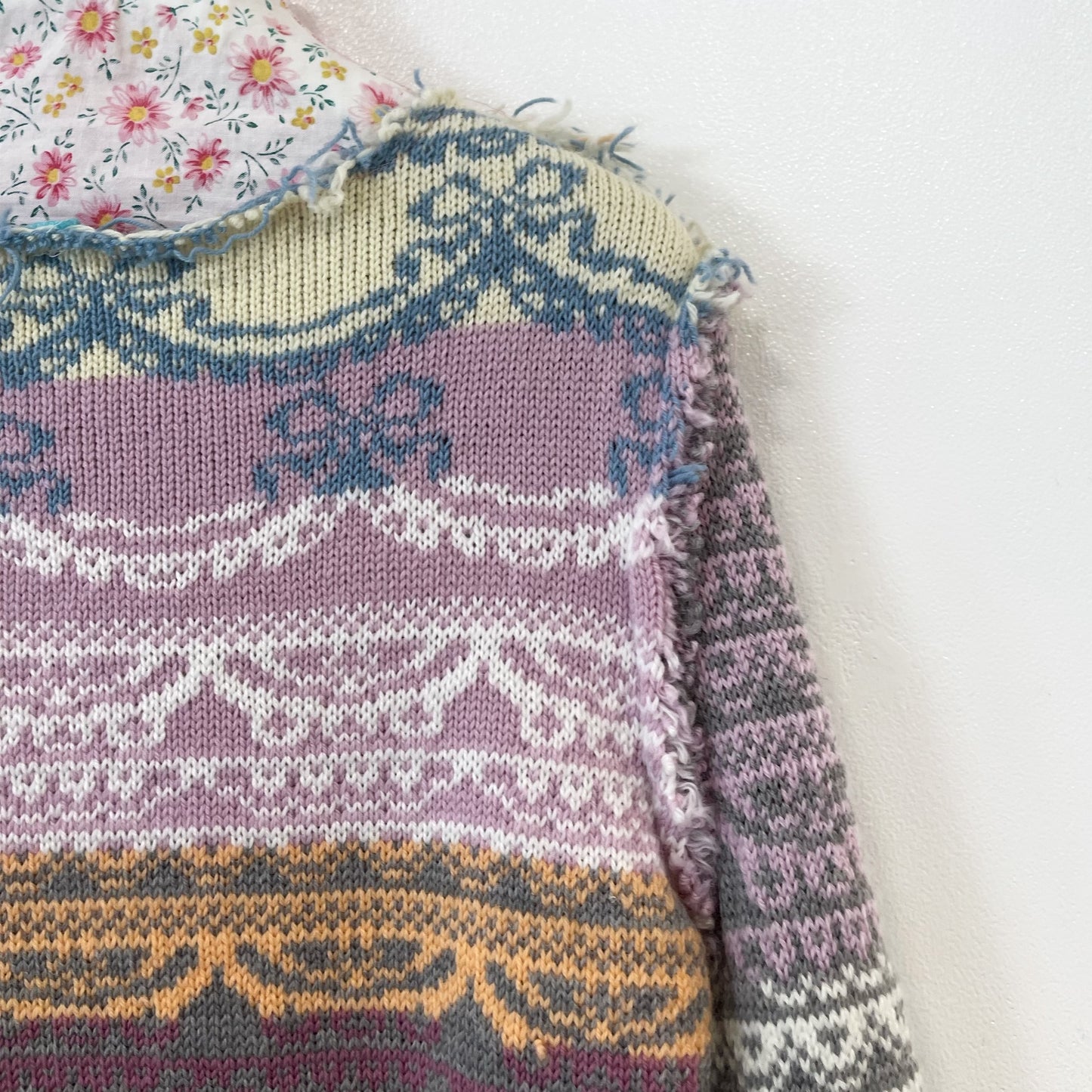 Lace knit jumper / Mix / レースマルチボーダーニット