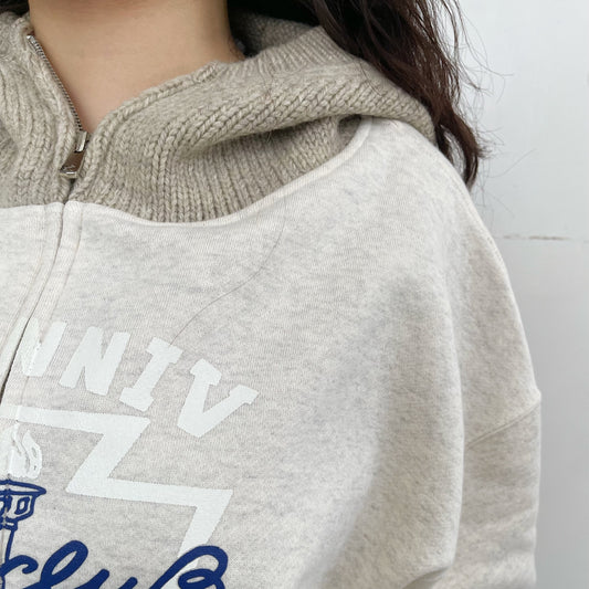 Old dog club hoodie / FROST ECRU / ダブルジップフーディー