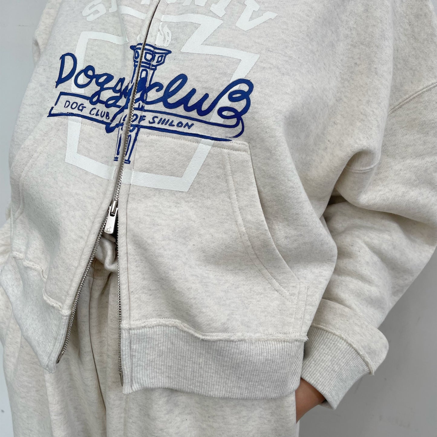 Old dog club hoodie / FROST ECRU / ダブルジップフーディー
