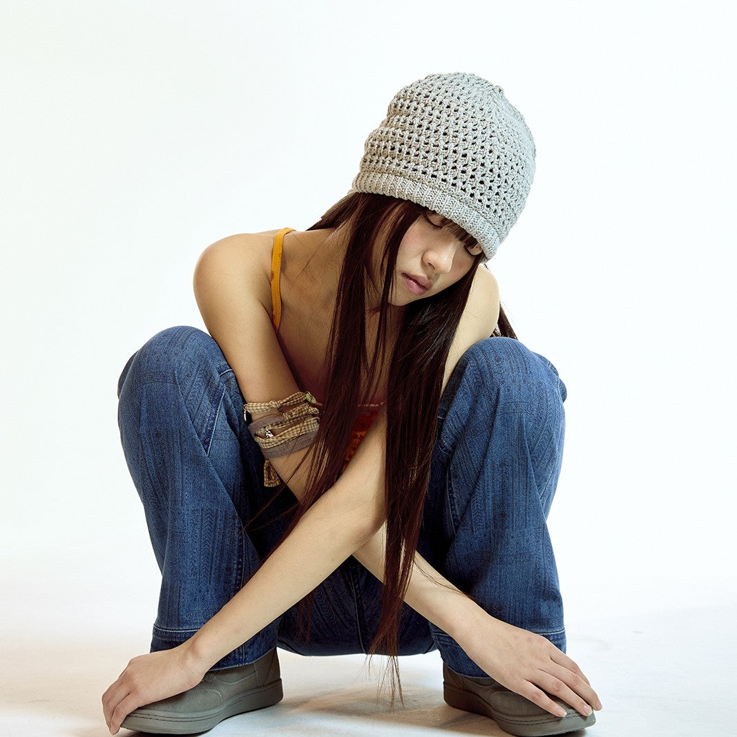 STRING NET BEANIE / MELANGE GREY / ストリングネットビーニー
