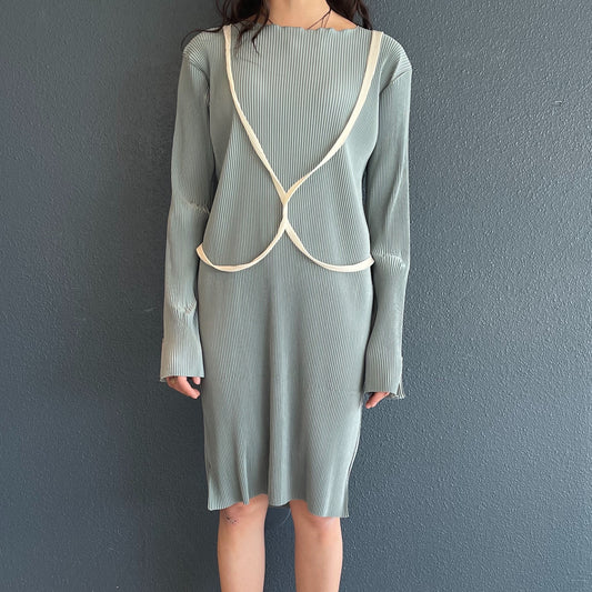Loose Knot Mini Dress / SAGE / プリーツワンピース