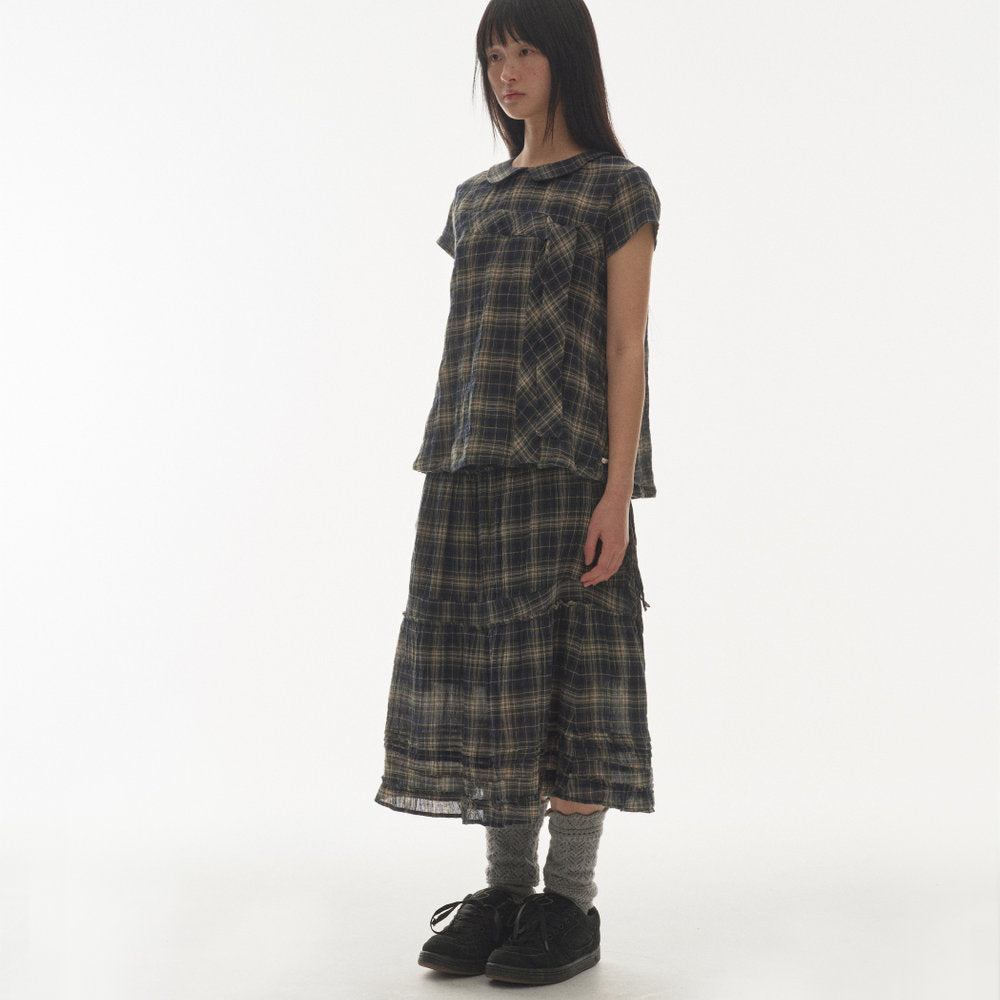 SHIRRING MIDI SKIRT / CHECK / シャーリングミディスカート