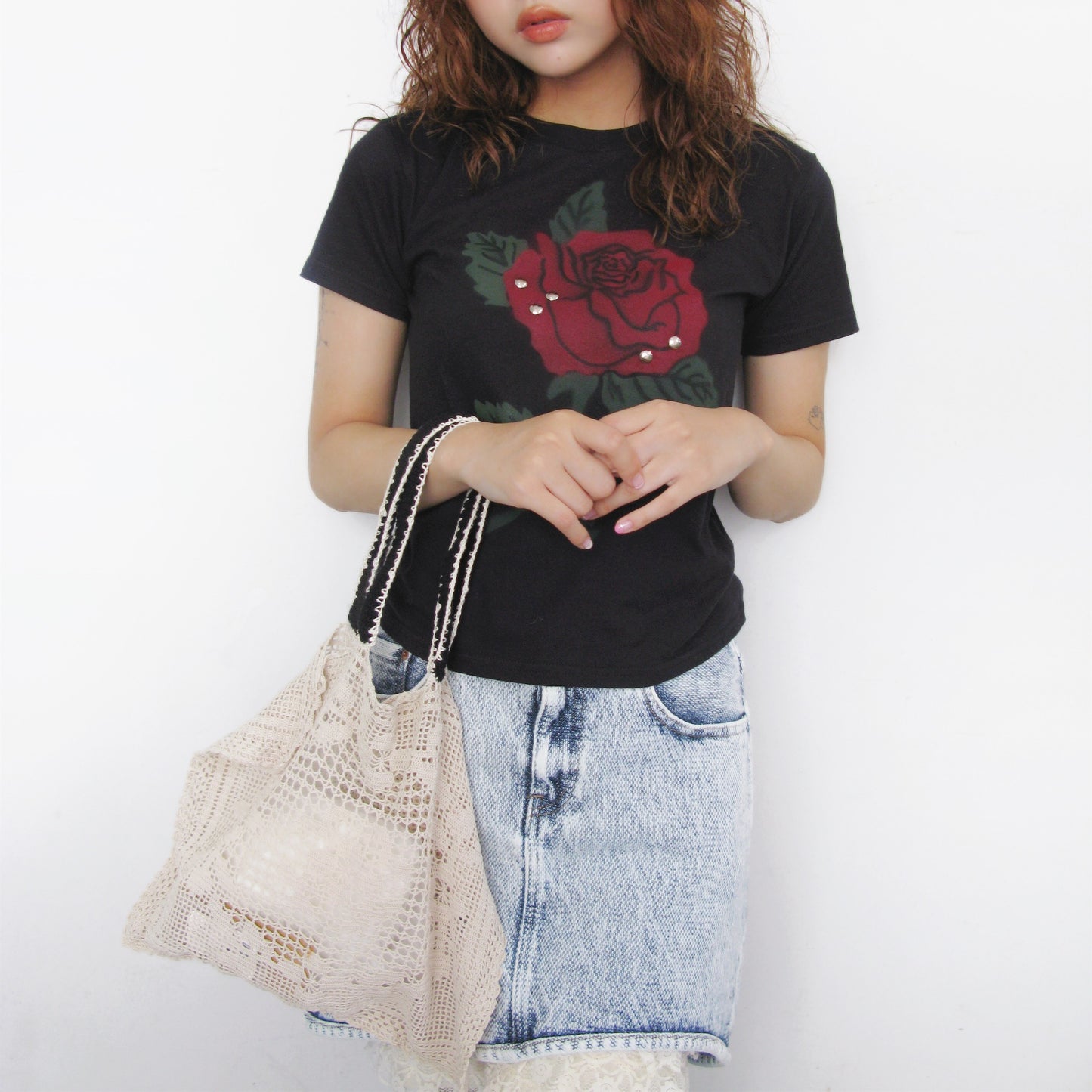 WAVE CUT DYED SKIRT / WHITE / ウェーブカットデニムスカート