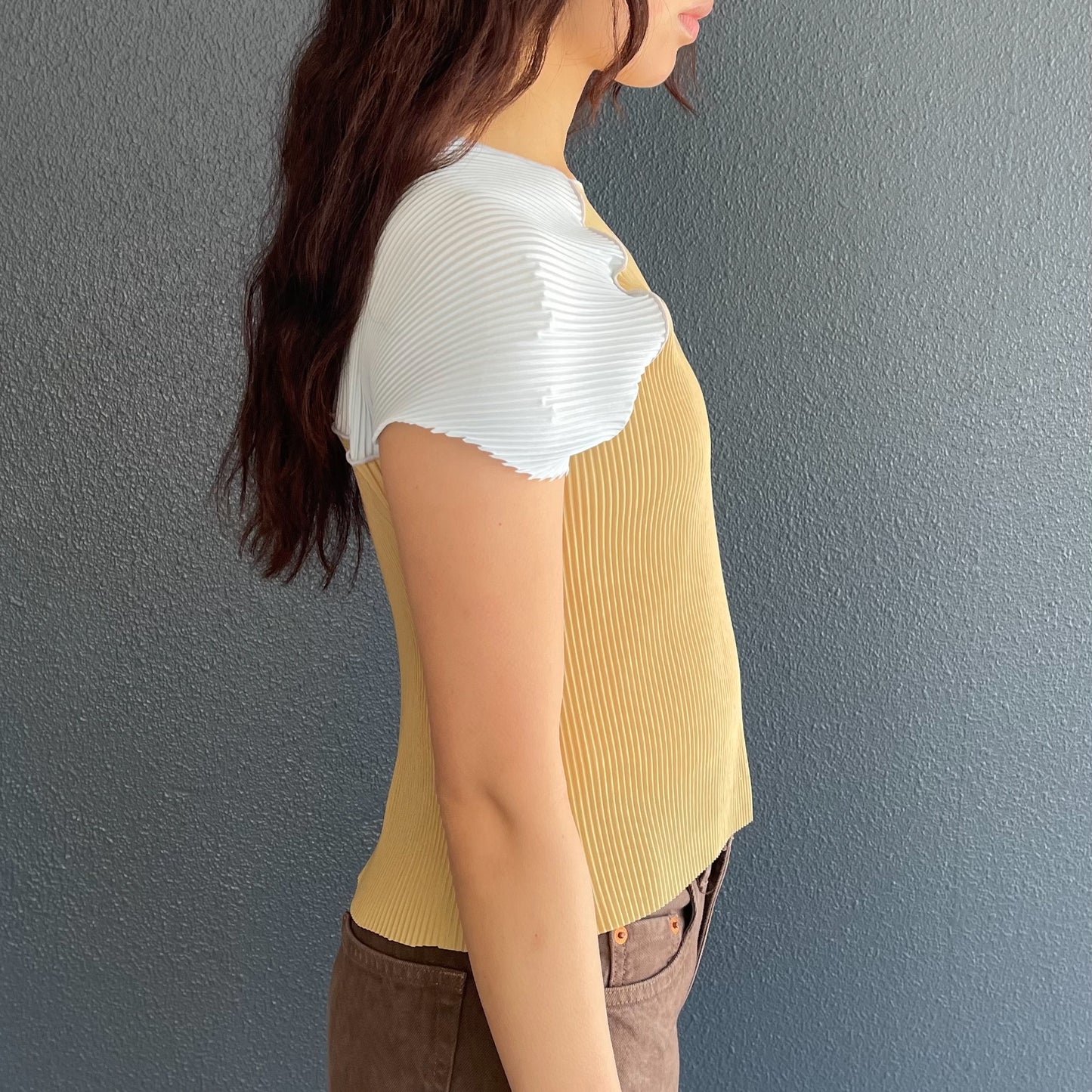 RAGLAN TINY TOP / BEIGE / プリーツラグラントップ