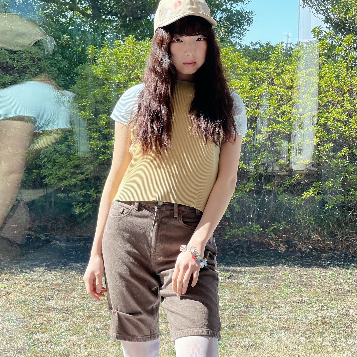 RAGLAN TINY TOP / BEIGE / プリーツラグラントップ