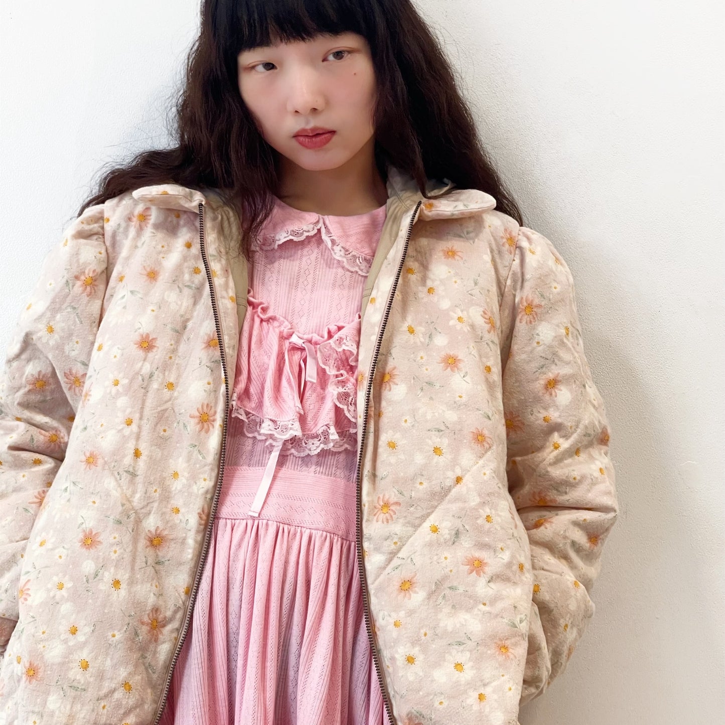 ALL IN ONE GIRL / PINK BEIGE / リバーシブルロングコート