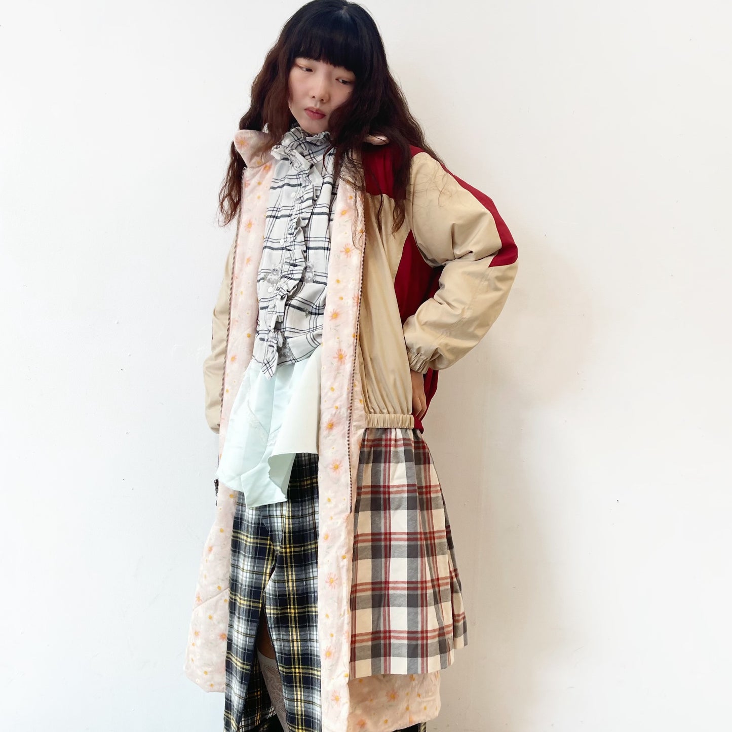 ALL IN ONE GIRL / PINK BEIGE / リバーシブルロングコート