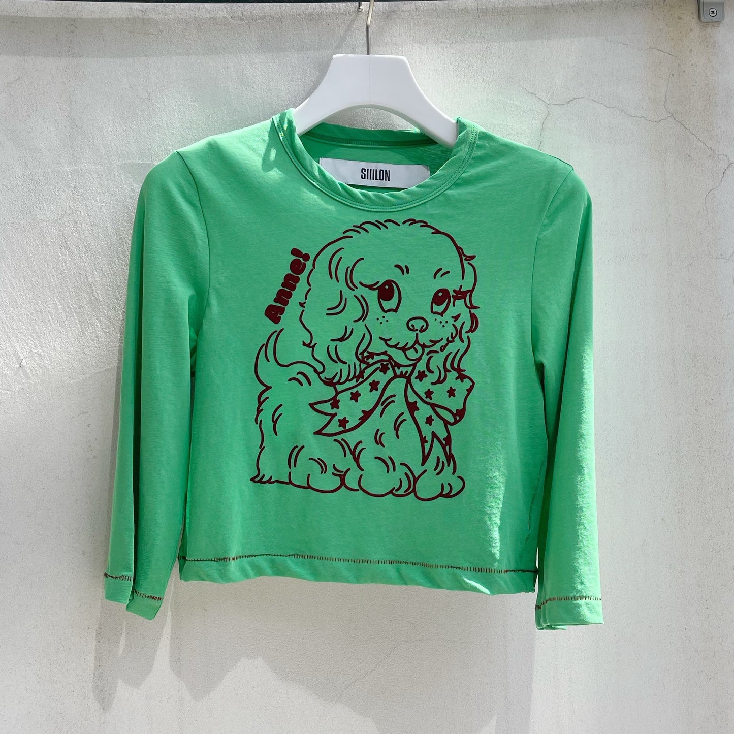 Lovely Anne T-shirt / GREEN / フロッキープリントロングスリーブTシャツ